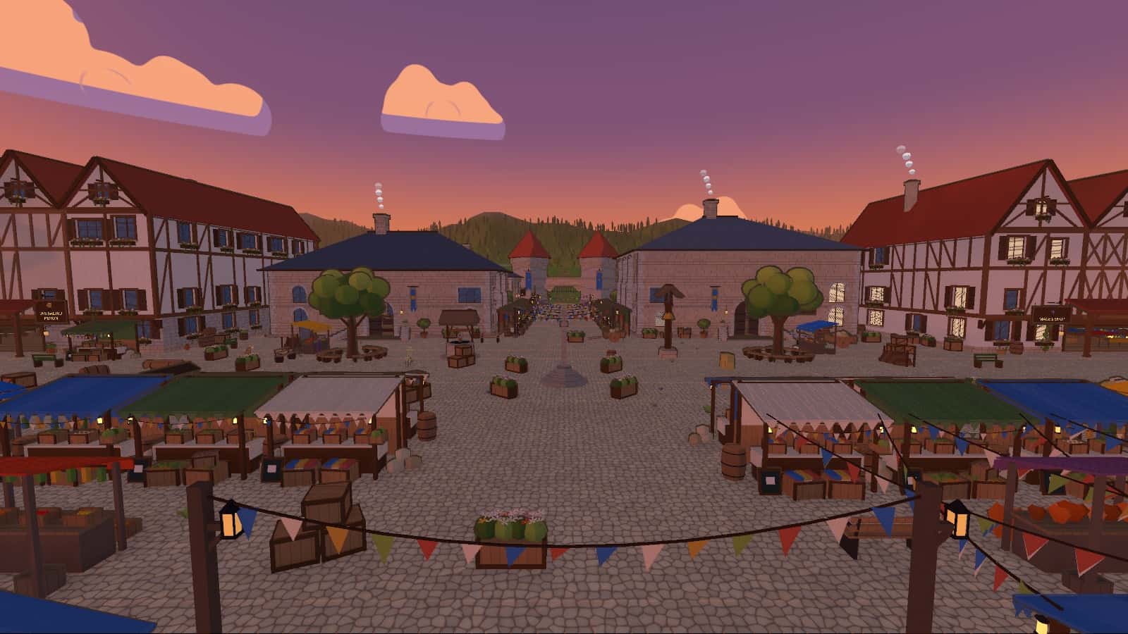 A praça de Brindlecross ao anoitecer